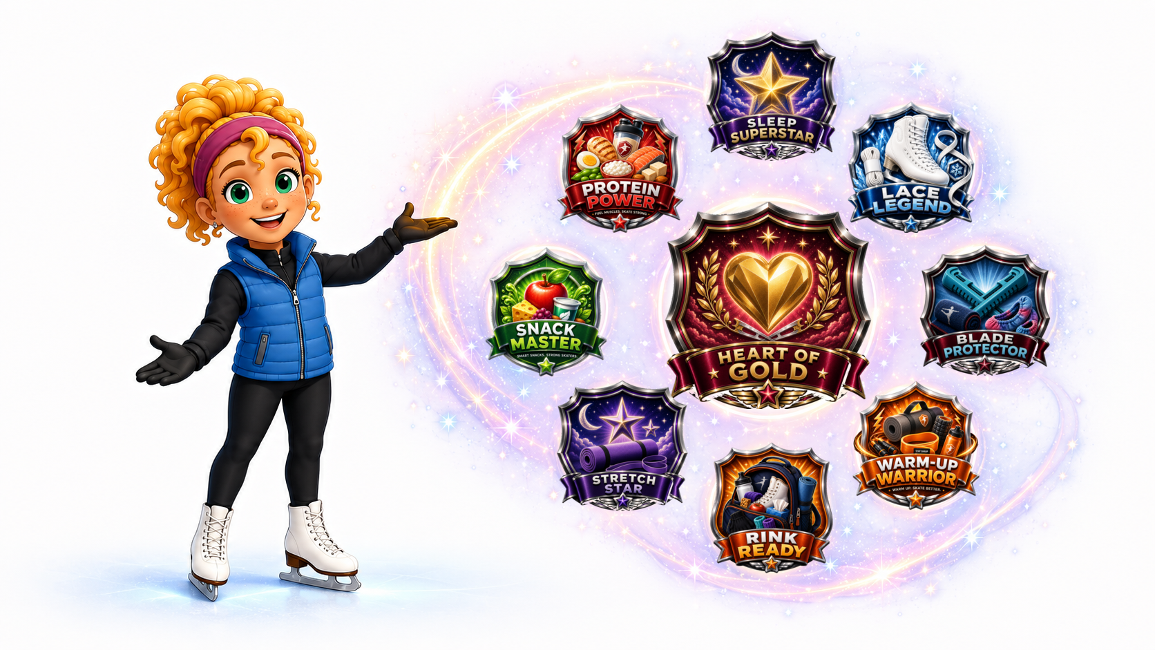 Luna presenting SkateQuest specialty badges